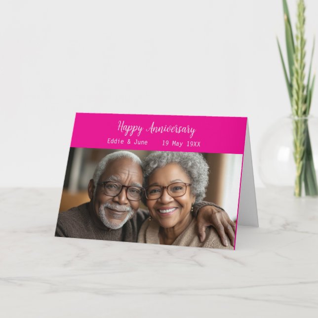 Rosa av fotomappade årskort i årsdag inbjudan (Framsida)