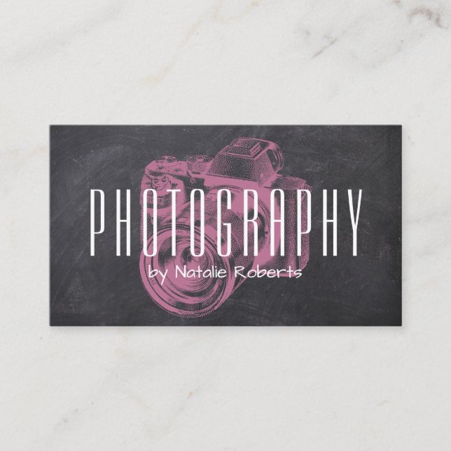 Rosa av fotoskrivare (Professionell), kamera, kret Visitkort (Framsida)