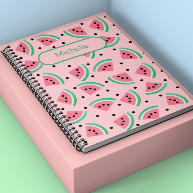 Rosa av frukten Watermelon mönster Anteckningsbok (Watermelon pattern fruit pink custom name notebook)