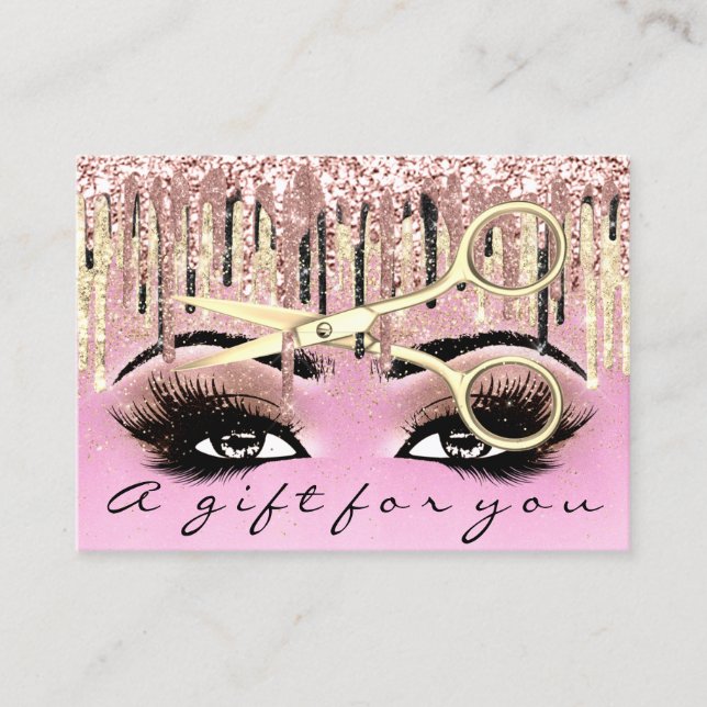 Rosa av "Gift Certificate Hairdresser" Lash Makeup Visitkort (Framsida)