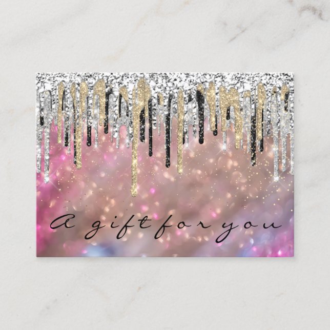 Rosa av Gift-certifikat Makeup Hair Nagel Holograp Visitkort (Framsida)