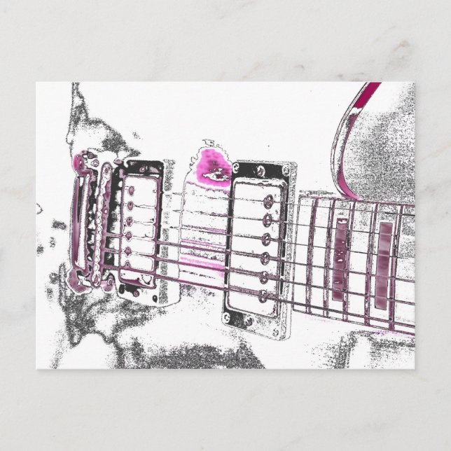 rosa av gitarkontur för svart brygga vykort (Framsida)
