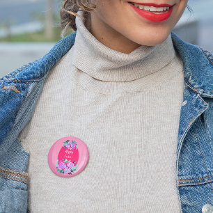 rosa av glad påsk blommigt ägg knapp