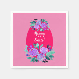 rosa av glad påsk blommigt  ägg pappersservett