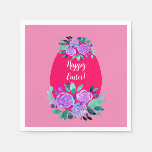 rosa av glad påsk blommigt ägg pappersservett
