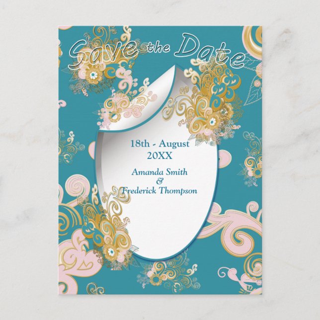 Rosa av glatt Abstrakt, Himmel-blått - Rosa Flower Meddelande Vykort (Framsida)