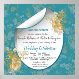 Rosa av glatt Abstrakt, Himmel-blått - Rosa Flower Poster