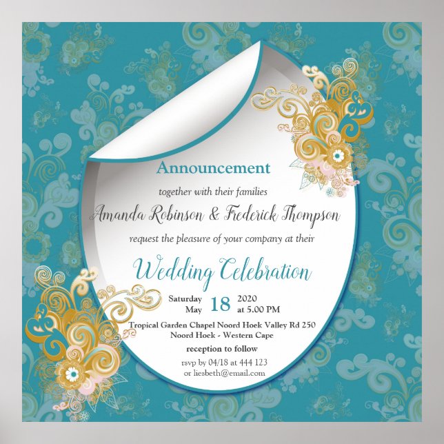 Rosa av glatt Abstrakt, Himmel-blått - Rosa Flower Poster (Framsidan)