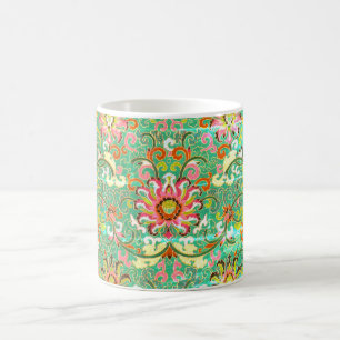Rosa av grönt av antiskt blommönster william morri kaffemugg