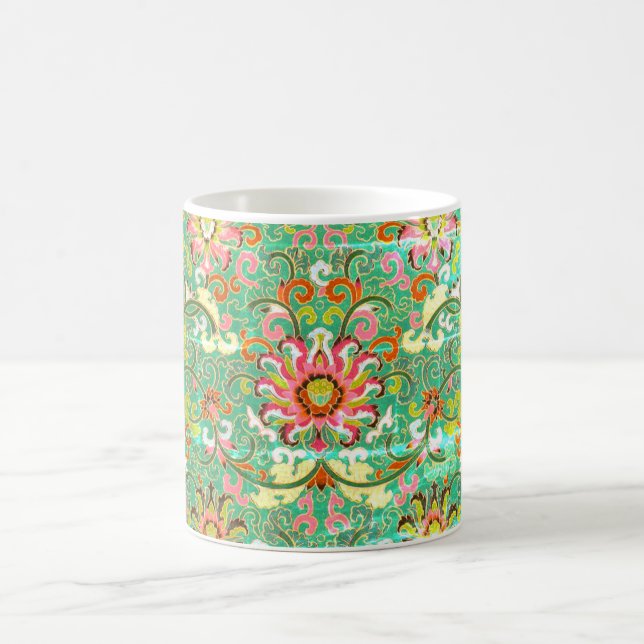 Rosa av grönt av antiskt blommönster william morri kaffemugg (Center)