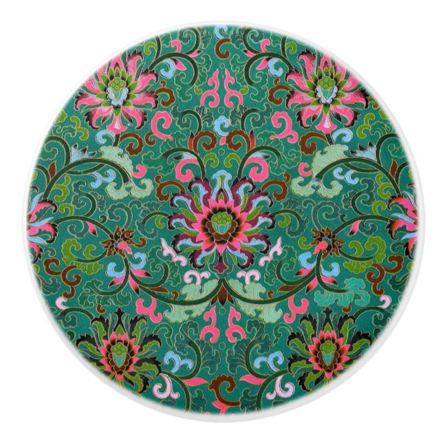 Rosa av grönt av  av antik orientalisk blommigt knopp (Framsidan)