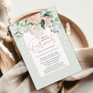 Rosa av Grönt Blommigt Möhippa Brunch Inbjudningar