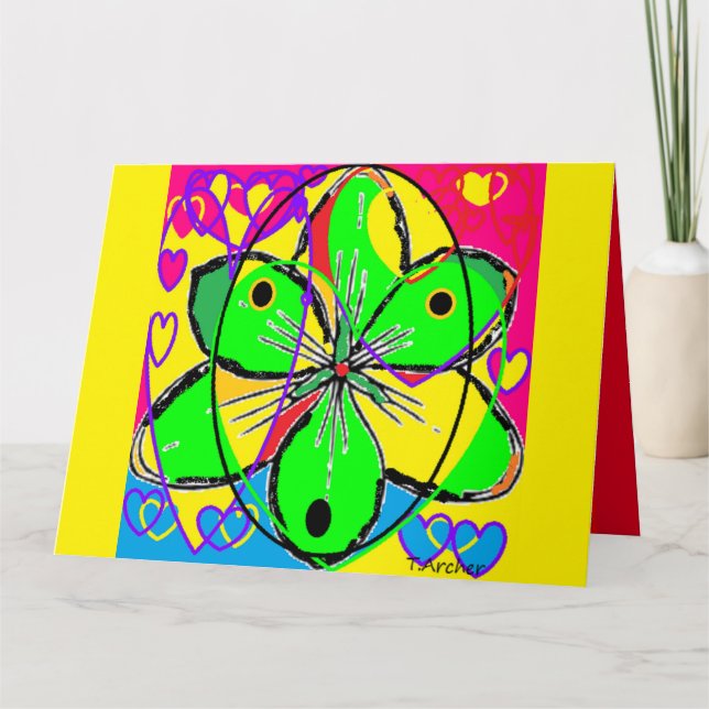 Rosa av grönt- för konstinspirerad gult kort (Framsida)