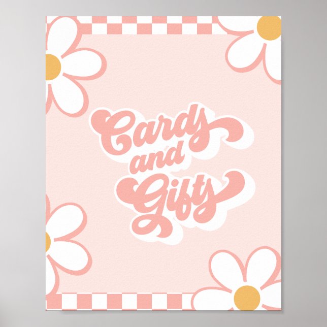 Rosa av Groovy Baby Shower Cards och Gifts Sign Poster (Framsidan)