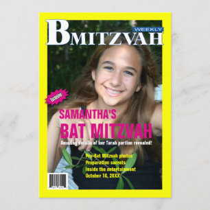Rosa av Gult för inbjudan till Bat mitzvah magasin