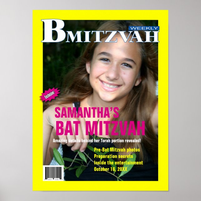 Rosa av Gult för Poster  för bat mitzvah magasin (Framsidan)