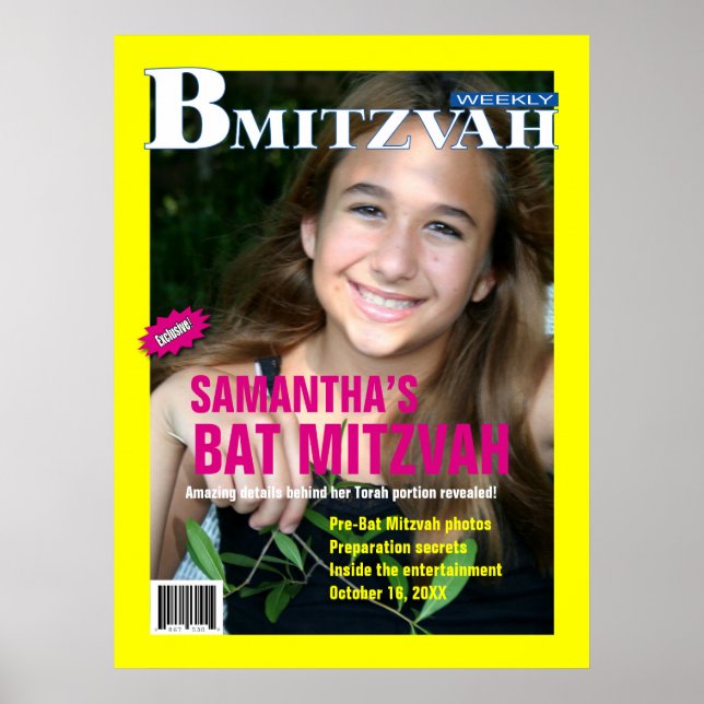Rosa av Gult för Poster  för bat mitzvah magasin (Framsidan)