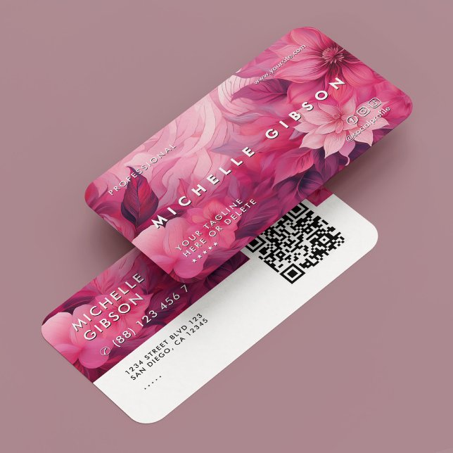 Rosa av Hälsa Blommigt vid fysisk terapi - minimal Visitkort (Physical Therapist Wellness Floral Pink Minimal Business Card
)