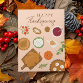Rosa av hälsningskort för thanksgiving Middag - Helgkort