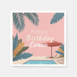 Rosa av handflatan Vår sommarVuxens Födelsedagsfes Pappersservett