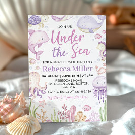 Rosa av havsdjur under Sea Baby Shower Inbjudningar