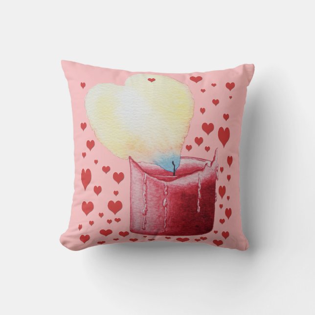rosa av hjärtformade ljusröd ljusglimmer kudde (Framsida)