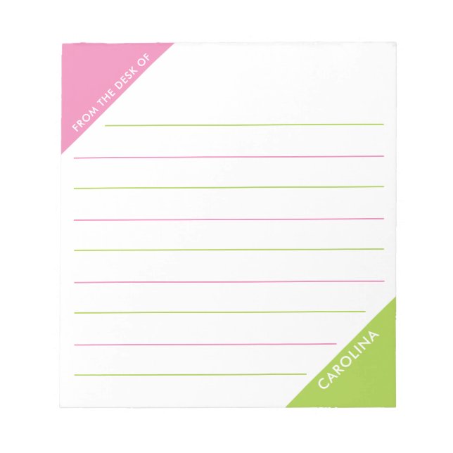 Rosa av hörnfärgblock, grönt från skrivbordet anteckningsblock (Framsida)