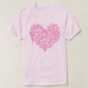 Rosa av hull-hjärta kontur T-Shirt