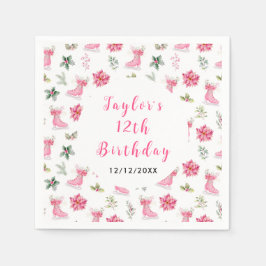 Rosa av isfär Födelsedagsfest Pappersservett