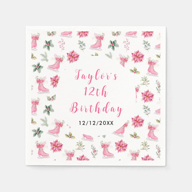 Rosa av isfär Födelsedagsfest Pappersservett (Framsidan)