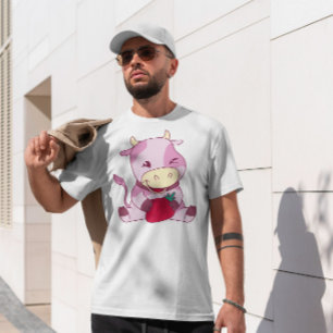 Rosa av jordgubbar Cow Mjölk T Shirt