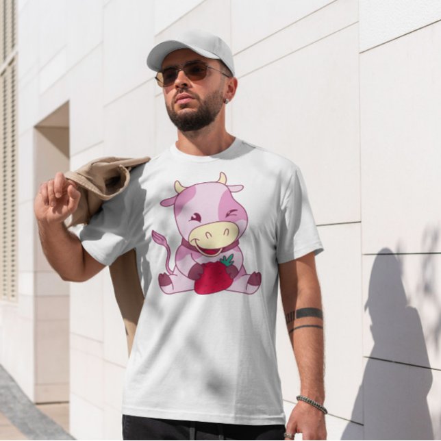 Rosa av jordgubbar Cow Mjölk T Shirt (Skapare uppladdad)