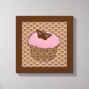Rosa av jordgubbar Frosted Cupcoa Canvastryck