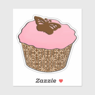 Rosa av jordgubbar Frosted Cupcoa Klistermärken