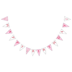 Rosa av jordgubbar Ice Cream Milkskaka Grattis på  Vimplar