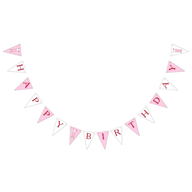 Rosa av jordgubbar Ice Cream Milkskaka Grattis på  Vimplar (Alla)