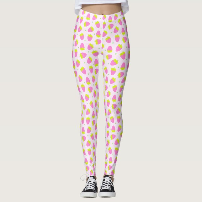 Rosa av jordgubbar leggings (Framsida)