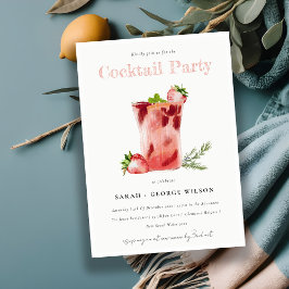 Rosa av jordgubbar Margarita Cocktail Bassäng Part Inbjudningar