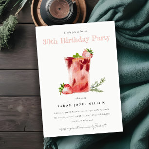 Rosa av jordgubbar Margarita Cocktail Inbjudningar