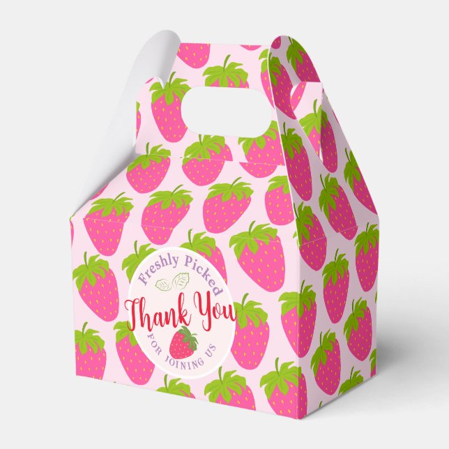 Rosa av jordgubbar presentaskar (Framsidan Sidan)