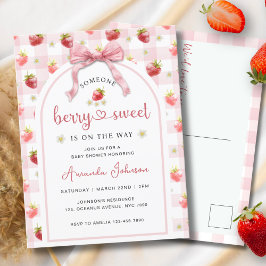 Rosa av jordgubbar Ribbon Berry Sweet Baby Shower Vykort