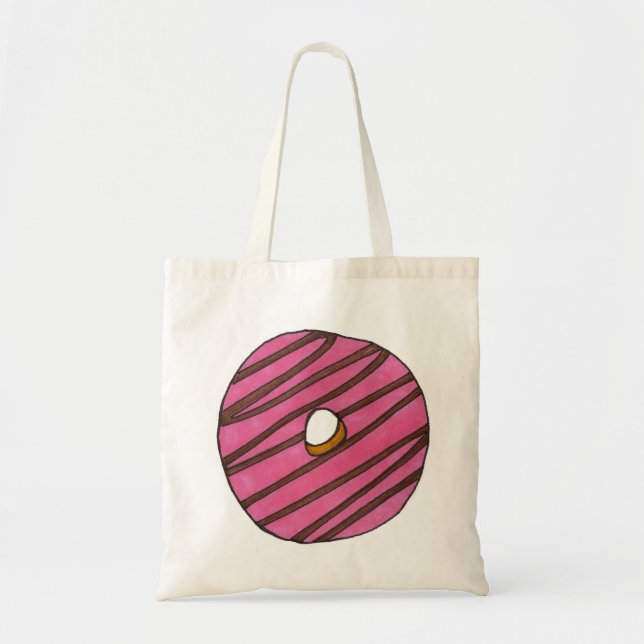 Rosa av jordgubbar Zebra Rand Donut Doughnut Tote Tygkasse (Framsidan)
