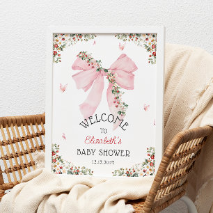 Rosa av jordgubbsbabyskor Välkomsthälsning Poster