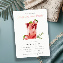 Rosa av jordgubbsbär Margarita Cocktail-Förlovning Inbjudningar