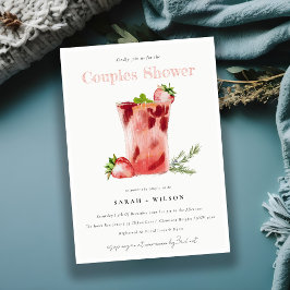 Rosa av jordgubbsbär Margarita Cocktail Par Shower Inbjudningar