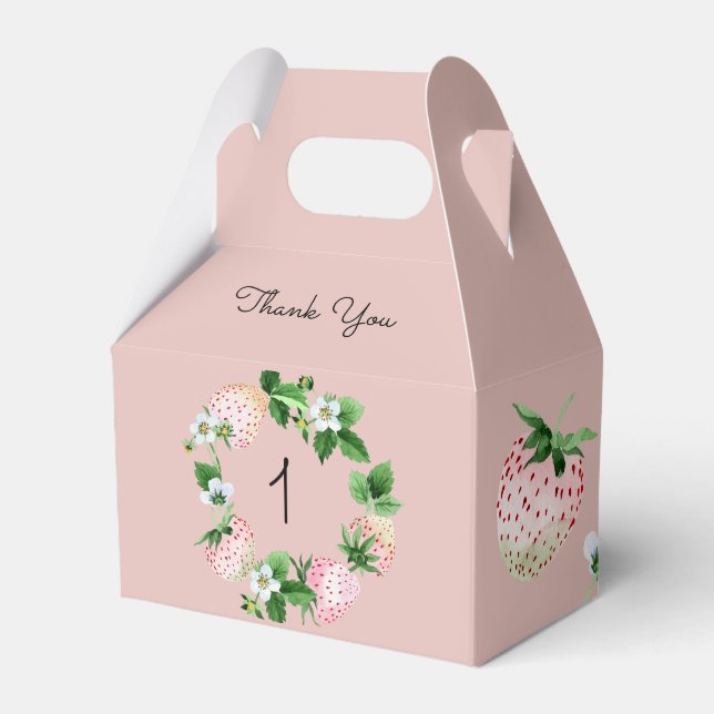 Rosa av jordgubbsfrukt, Födelsedagsfest, vit frukt Presentaskar (Framsidan Sidan)