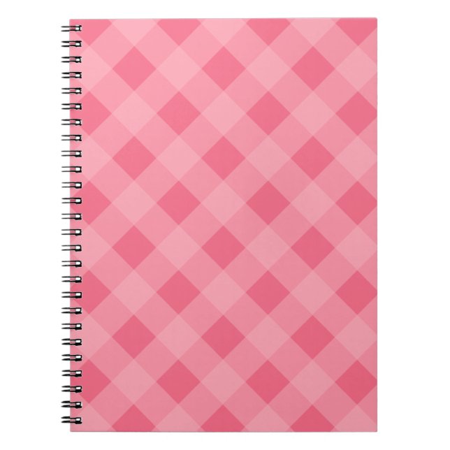 Rosa av jordgubbsrötter Gingham Notebook Anteckningsbok Med Spiral (Framsidan)