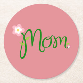 Rosa av jordgubbsrundan i mamma Papper Underlägg Rund