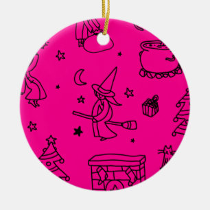 rosa av jufany christmas häxanas julgransprydnad keramik