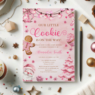 Rosa av julkakor Gingertea Baby Shower Inbjudningar